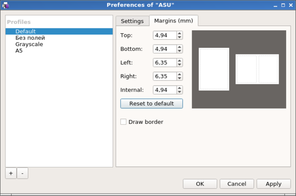 Printer prefferences (margins)